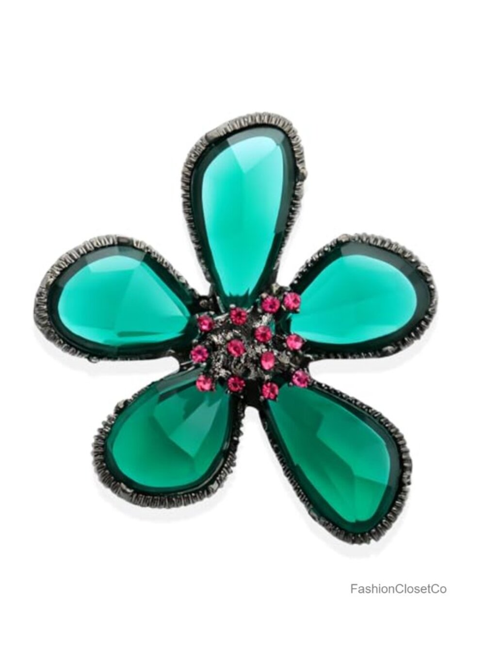 Art Deco Flower Brooch Rhinestone Pin for Women
